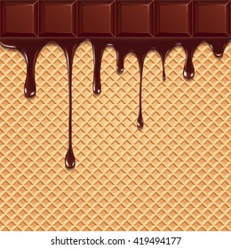 vector background with melting chocolate on wafer