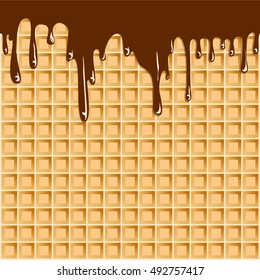 Vector background with melting chocolate on wafer