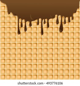Vector background with melting chocolate on wafer