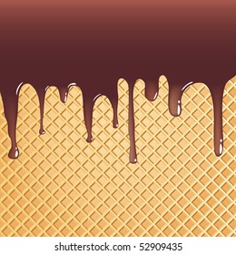 vector background with melting chocolate on wafer