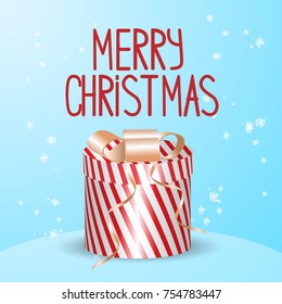 Vector background. Merry Christmas. Gift. A box with a bow.Eps10.