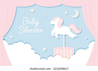 vector background with a merry-go-round in the sky for banners, baby shower cards, flyers, social media wallpapers, etc.