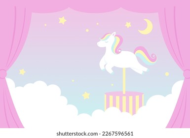 vector background with a merry-go-round in the sky for banners, baby shower cards, flyers, social media wallpapers, etc.