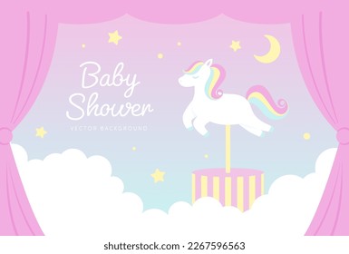 vector background with a merry-go-round in the sky for banners, baby shower cards, flyers, social media wallpapers, etc.