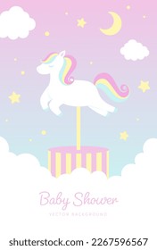 vector background with a merry-go-round in the sky for banners, baby shower cards, flyers, social media wallpapers, etc.