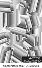 Vector background with metal polygons, steel quadrangle design, geometrical pattern with squares