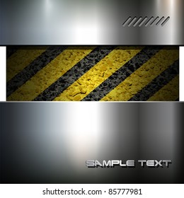Vector background metallic with hazard stripes.