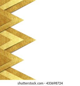 Vector background with metallic paper cut out border - realistic hand made elements of gold foil with shadow and copy space