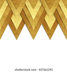 Vector background with metallic paper cut out border - realistic hand made elements of gold foil with shadow and copy space