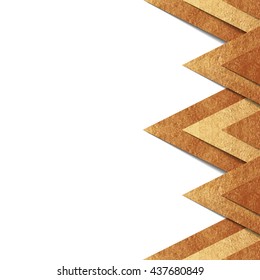 Vector background with metallic paper cut out border - realistic hand made elements of bronze foil with shadow and copy space