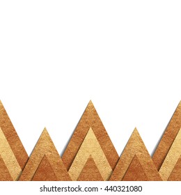 Vector background with metallic paper cut out border - realistic hand made elements of bronze foil with shadow and copy space