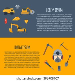 Vector background with mining icons. 
