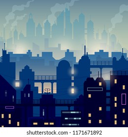 Vector background of a modern city. Modern city skyline.