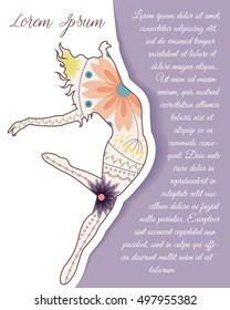 Vector background with modern dancer on paper and place for text