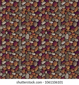 Vector. Background modern stone natural gray, brown, beige, background in different shades, pebbles, River sand, loose stones, walls, outline the background for the design. Realistic 3D illustrations