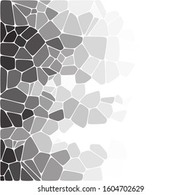 Vector. Background modern stone natural gray color, background gray shades, pebbles, River sand, loose, stones walls, outline the background for the design. Realistic 3D illustrations.