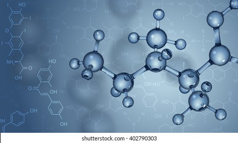 Vector background. Molecules and chemical formulas.