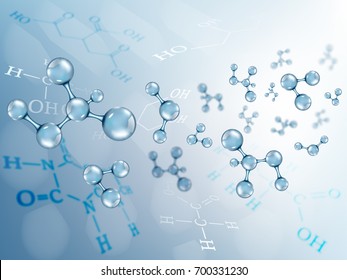 Vector background. Molecules and chemical formulas