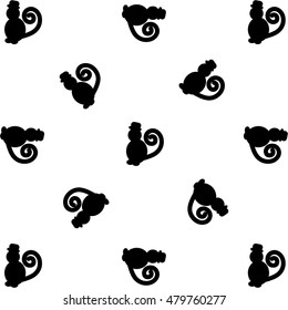 Vector background, monkeys, pattern black and red on white. Symbol Chinese year of monkey.