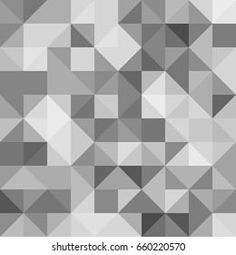 Vector background. Monochrome gray squares and triangles. Gray scale overlapping shapes