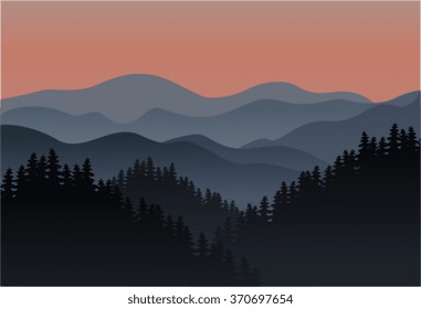 Vector Background morning mountains landscape