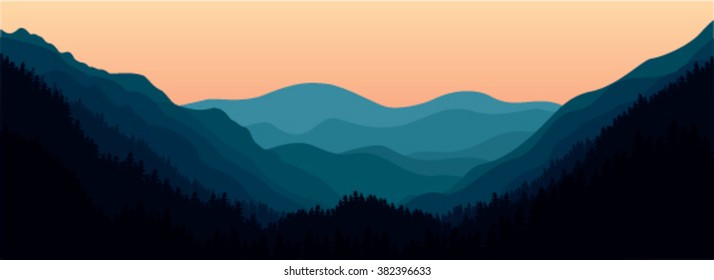 Vector Background morning mountains landscape