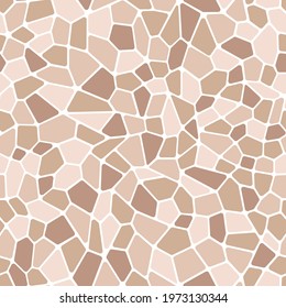 Vector background mosaic. Monochrome stained glass. Chaotic brown shards. Seamless pattern.