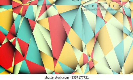 Vector Background of the Mosaic Triangle with a combination of pastel blue, red and yellow. Geometric illustration style with gradients and transparency.