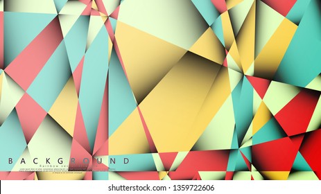 Vector Background of the Mosaic Triangle with a combination of pastel blue, red and yellow. Geometric illustration style with gradients and transparency.