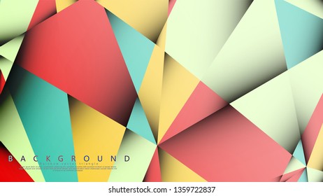 Vector Background of the Mosaic Triangle with a combination of pastel blue, red and yellow. Geometric illustration style with gradients and transparency.