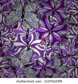 Vector Background with Moth. Simple Pretty Pattern for Card, Invitation, Print. Trendy Decoration with Beautiful Butterfly Silhouettes. Spring Background with Colorful Butterflies.