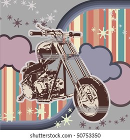 Vector background with a motorcycle.