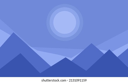 Vector background of mountains at night