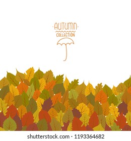 Vector Background with Multicolored Drawings of Autumn Leaves  