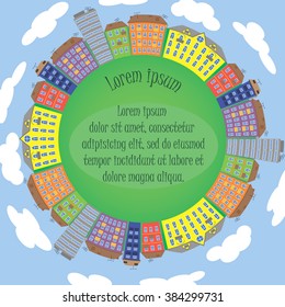 Vector background with multicolored houses with Text Place
