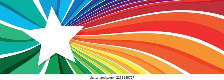 Vector background with multicolored rays and white star