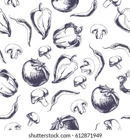 Vector background with mushrooms. Organic vegetables.Template for textile,cover, package design.