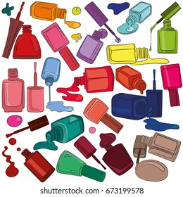 Vector background with nails polish. Fashion background. Perfect for scrapbooking