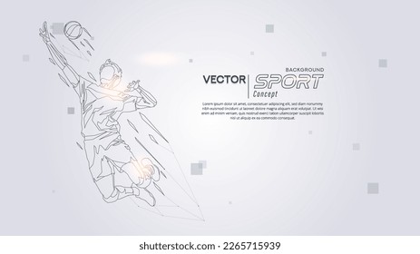 vector background, National Sports Day Celebration concept. with a player volleyball and and dynamic connected lines