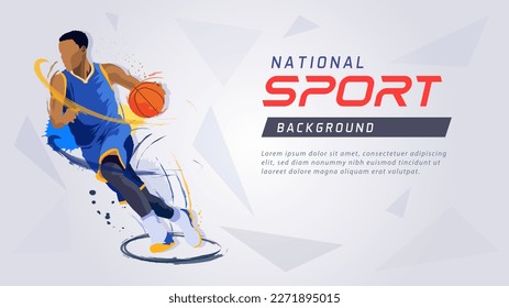 vector background, National Sports Day Celebration with basketball player