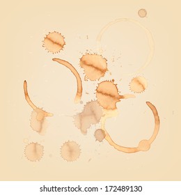 Vector background with natural coffee spots. 