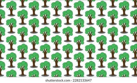 Vector background with nature motif. eye filler. A tree in a simple representation. Leaves, trunk, branches, roots, shadow, wooden. Suitable as wrapping paper and the like, sample, environment