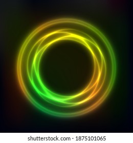 Vector background of neon geometric shapes, round frame, abstract background, wallpaper
