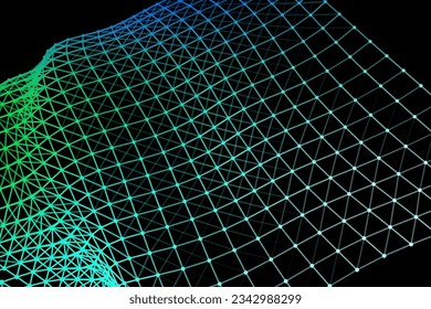 Vector background of net cells. Fish football sport syrface. Fluid flow on wind. Flag fabric data processing. Science flag.