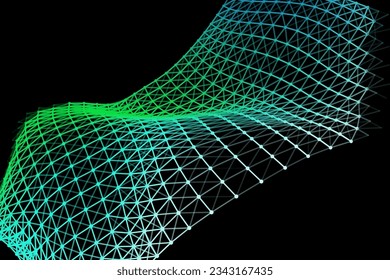 Vector background of net cells. Fish football sport syrface. Fluid flow on wind. Flag fabric data processing. Science flag.