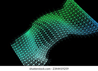 Vector background of net cells. Fish football sport syrface. Fluid flow on wind. Flag fabric data processing. Science flag.