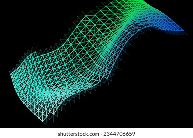 Vector background of net cells. Fish football sport syrface. Fluid flow on wind. Flag fabric data processing. Science flag.