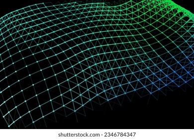 Vector background of net cells. Fish football sport syrface. Fluid flow on wind. Flag fabric data processing. Science flag.