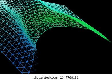 Vector background of net cells. Fish football sport syrface. Fluid flow on wind. Flag fabric data processing. Science flag.