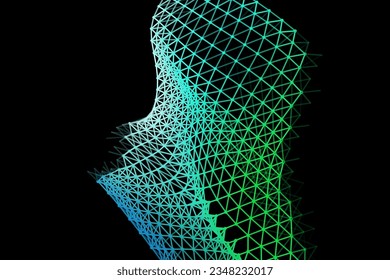 Vector background of net cells. Fish football sport syrface. Fluid flow on wind. Flag fabric data processing. Science flag.